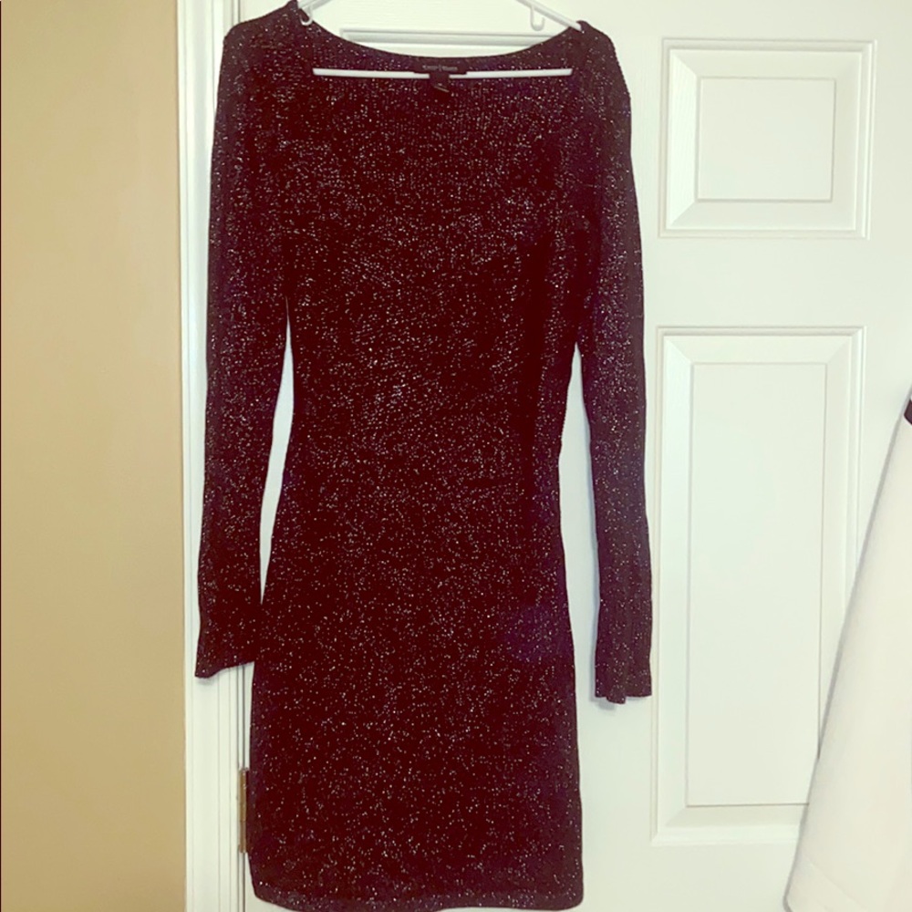 WHBM black and silver cotton blend dress.